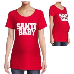 Time and Tru Women's Maternity Short  Sleeve Santa Baby Graphic Tee Size S (6-8)
